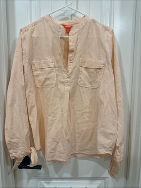 Joe Fresh Peach Long-Sleeve Henley Pullover